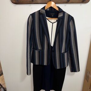Black, White and Blue Women's Blazer and Dress Set